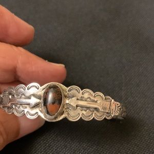 Native American Indian silver coin bracelet